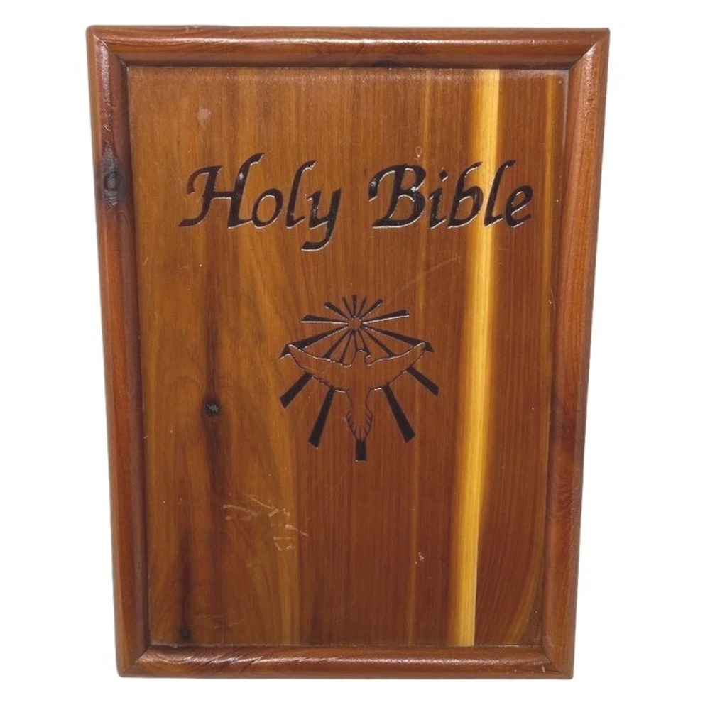 White Holy Bible Dove of Peace King James Version‎ in Union Made Cedar Box